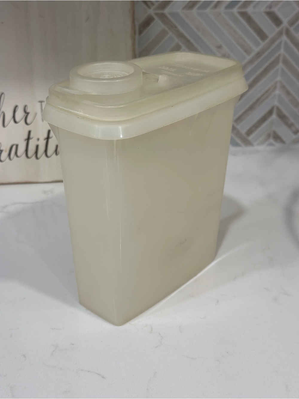 Vintage Tupperware Modular Mate Container 499-3 White/Clear w Pour Spout Lid